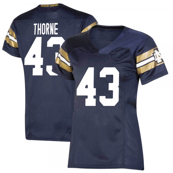 Marcus Thorne Notre Dame Fighting Irish NCAA Women's #43 Navy Premier 2021 Shamrock Series Replica College Stitched Football Jersey EHY7655YL